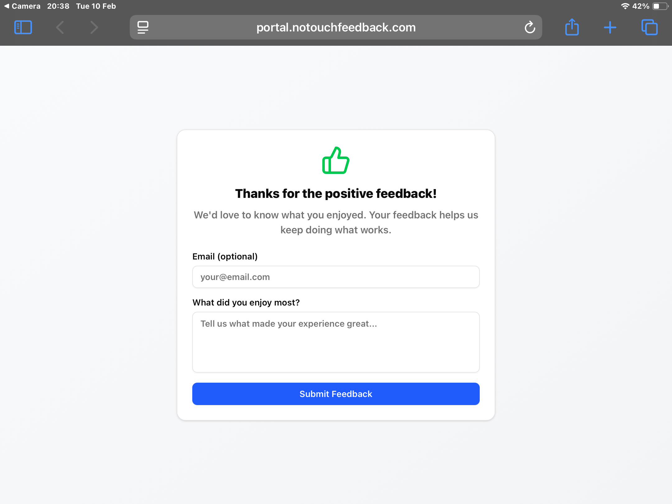NoTouchFeedback in action